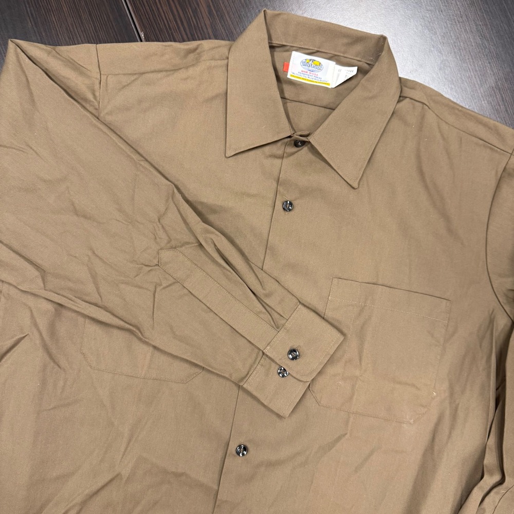 Riverside Mens Large Work Utility Shirt Button Up Collared L/S Tan Khaki‎